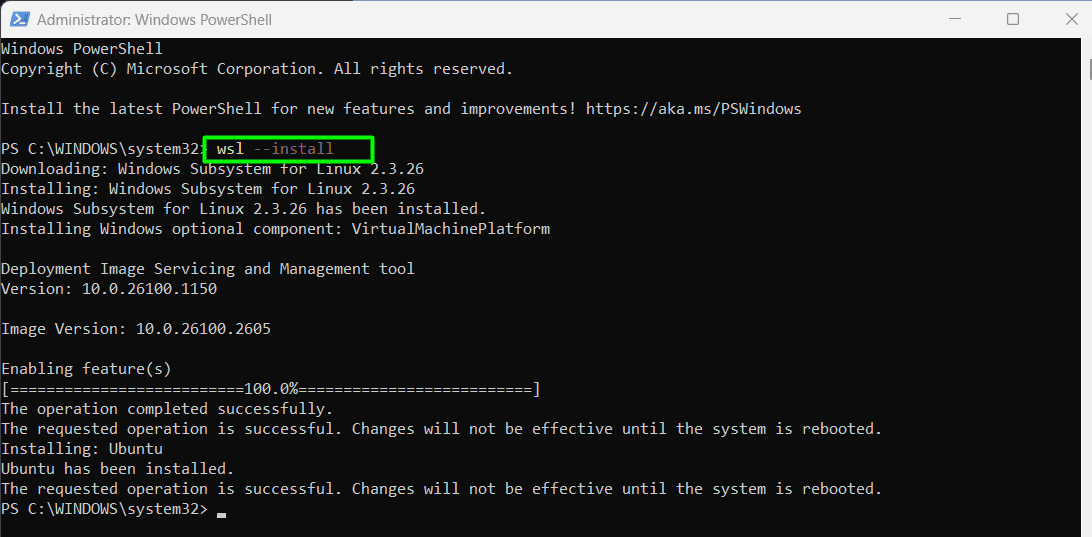 Enable WSL Command