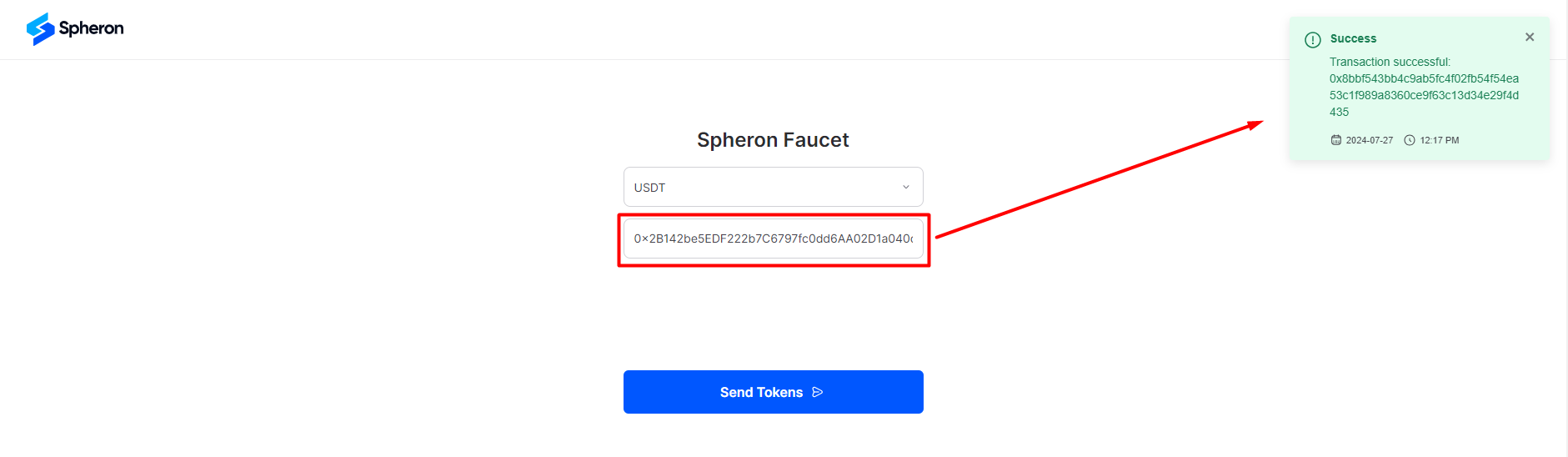 Spheron Faucet